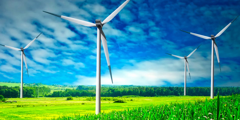 Energia eólica. Força do vento. Energia sustentável e renovável. As  turbinas eólicas geram eletricidade. Moinho de vento contra o céu azul  [download] - Designi